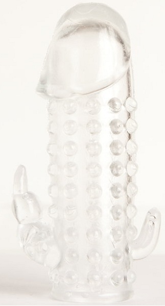 Гелевая прозрачная насадка с 2 отростками - 13 см. - Toyfa Basic - в Новочебоксарске купить с доставкой