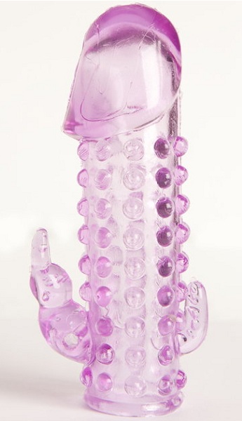 Закрытая фиолетовая насадка с 2 отростками - 13 см. - Toyfa Basic - в Новочебоксарске купить с доставкой