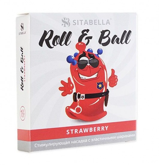 Стимулирующий презерватив-насадка Roll   Ball Strawberry - Sitabella - купить с доставкой в Новочебоксарске