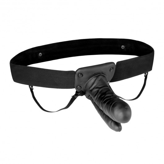 Полый страпон с двумя отростками и вибрацией Unisex Vibrating Hollow Strap-On Double Penetrating Dildo - 17,8 см. - Lux Fetish - купить с доставкой в Новочебоксарске