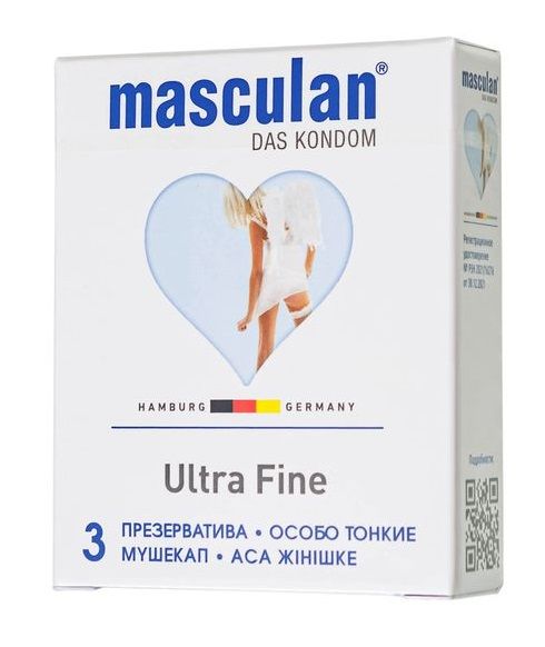 Ультратонкие презервативы Masculan Ultra Fine с обильной смазкой - 3 шт. - Masculan - купить с доставкой в Новочебоксарске