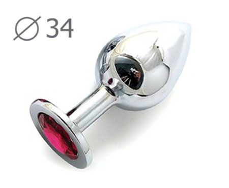 Коническая серебристая анальная втулка с малиновым кристаллом - 8,2 см. - Anal Jewelry Plug - купить с доставкой в Новочебоксарске