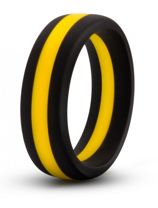 Черно-желтое силиконовое эрекционное кольцо Silicone Go Pro Cock Ring - Blush Novelties - в Новочебоксарске купить с доставкой