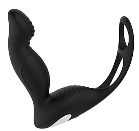 Черный вибромассажер простаты P-PLEASER W ERECTION ENHANCE - Dream Toys - в Новочебоксарске купить с доставкой