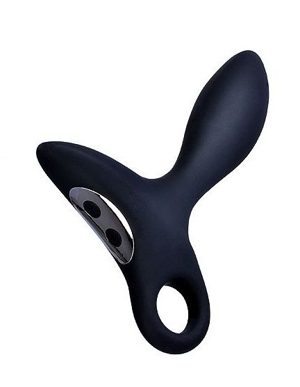 Черный силиконовый анальный вибромассажер Erokey с колечком-ограничителем - Erokay - в Новочебоксарске купить с доставкой