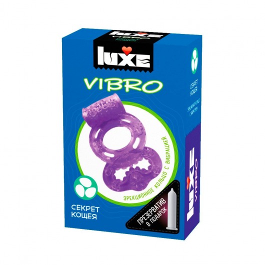 Фиолетовое эрекционное виброкольцо Luxe VIBRO  Секрет Кощея  + презерватив - Luxe - в Новочебоксарске купить с доставкой