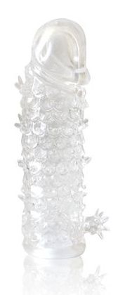 Закрытая прозрачная рельефная насадка Crystal sleeve - 13 см. - Erowoman-Eroman - в Новочебоксарске купить с доставкой