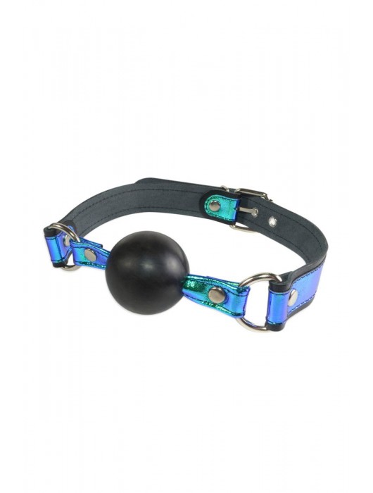 Кляп-шарик на чёрно-синих ремешках - Sitabella - купить с доставкой в Новочебоксарске