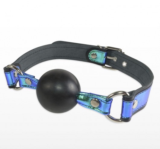 Кляп-шарик на чёрно-синих ремешках - Sitabella - купить с доставкой в Новочебоксарске