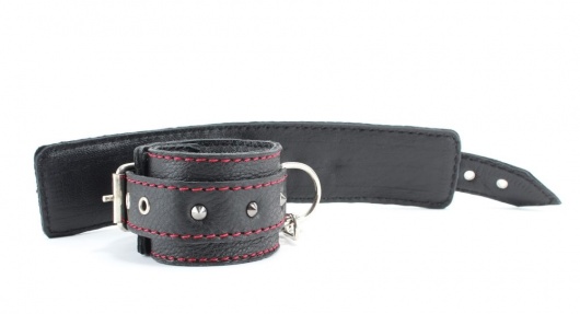 Черные наручники из натуральной кожи на карабинах - БДСМ Арсенал - купить с доставкой в Новочебоксарске