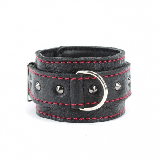 Черные наручники из натуральной кожи на карабинах - БДСМ Арсенал - купить с доставкой в Новочебоксарске