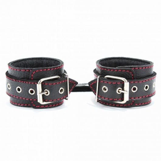 Черные наручники из натуральной кожи на карабинах - БДСМ Арсенал - купить с доставкой в Новочебоксарске