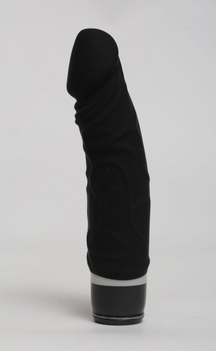Чёрный силиконовый вибратор-реалистик - 19,5 см. - 4sexdreaM