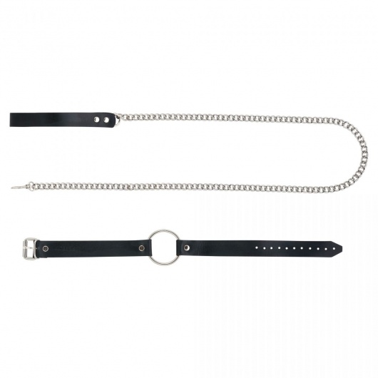 Черный поводок и чокер с кольцом Rada - Rebelts - купить с доставкой в Новочебоксарске