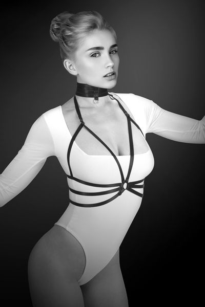 Черная упряжь на грудь Julia - Bijoux Pour Toi - купить с доставкой в Новочебоксарске