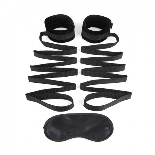 Чёрные манжеты для фиксации на кровати Bondage Bed Strap - Lux Fetish - купить с доставкой в Новочебоксарске