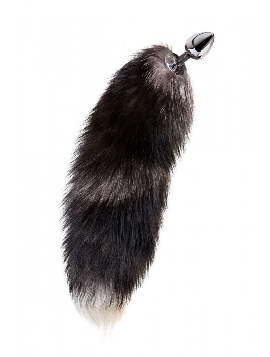 Серебристая металлическая анальная втулка с хвостом чернобурой лисы - размер S - ToyFa - купить с доставкой в Новочебоксарске