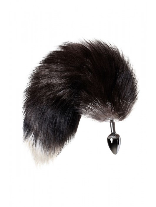 Серебристая металлическая анальная втулка с хвостом чернобурой лисы - размер S - ToyFa - купить с доставкой в Новочебоксарске