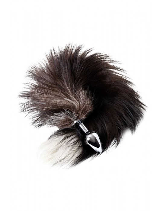Серебристая металлическая анальная втулка с хвостом чернобурой лисы - размер S - ToyFa - купить с доставкой в Новочебоксарске