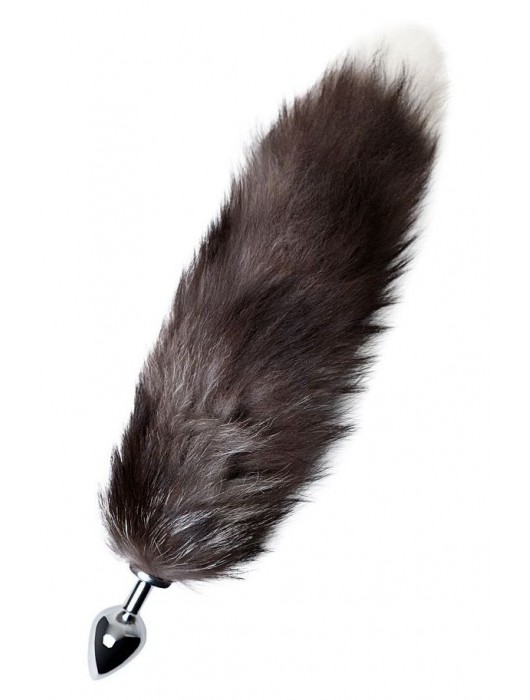 Серебристая металлическая анальная втулка с хвостом чернобурой лисы - размер S - ToyFa - купить с доставкой в Новочебоксарске