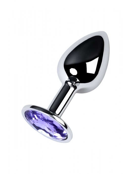 Серебристая конусовидная анальная пробка с фиолетовым кристаллом - 7 см. - ToyFa - купить с доставкой в Новочебоксарске