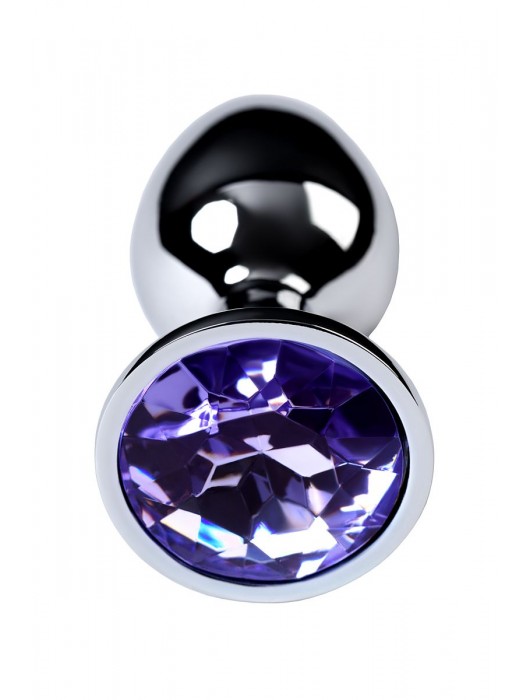 Серебристая конусовидная анальная пробка с фиолетовым кристаллом - 7 см. - ToyFa - купить с доставкой в Новочебоксарске