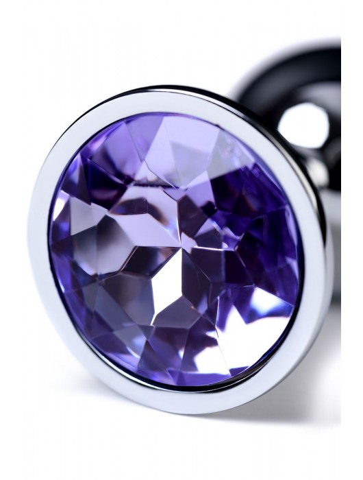Серебристая конусовидная анальная пробка с фиолетовым кристаллом - 7 см. - ToyFa - купить с доставкой в Новочебоксарске