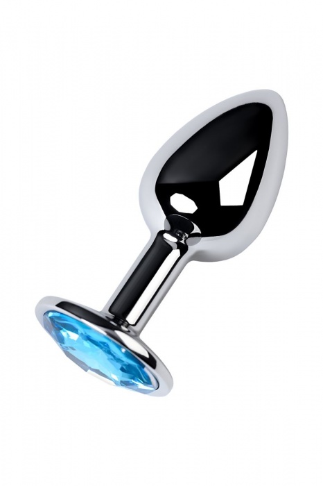 Серебристая конусовидная анальная пробка с голубым кристаллом - 7 см. - ToyFa - купить с доставкой в Новочебоксарске