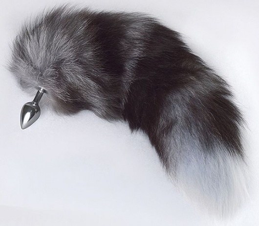 Серебристая анальная пробка с пушистым хвостом - Sitabella - купить с доставкой в Новочебоксарске