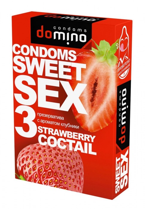 Презервативы для орального секса DOMINO Sweet Sex с ароматом клубничного коктейля  - 3 шт. - Domino - купить с доставкой в Новочебоксарске