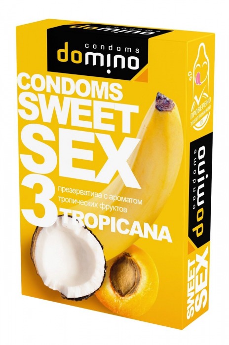 Презервативы для орального секса DOMINO Sweet Sex с ароматом тропических фруктов - 3 шт. - Domino - купить с доставкой в Новочебоксарске