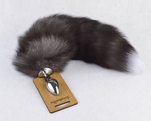 Серебристая анальная пробка с пушистым хвостиком - Sitabella - купить с доставкой в Новочебоксарске