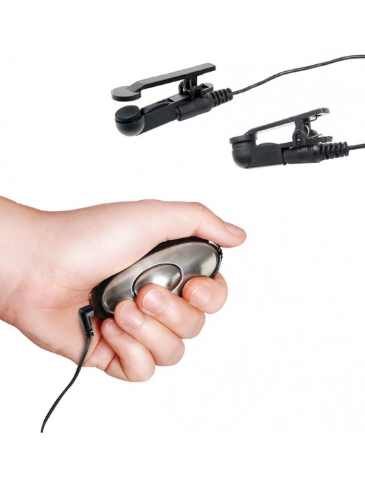 Черные электрические зажимы для сосков Shock Therapy Nipple Clamps - Pipedream - купить с доставкой в Новочебоксарске