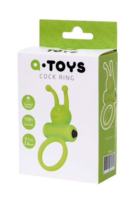 Зеленое эрекционное виброкольцо на пенис Cock Ring - A-toys - в Новочебоксарске купить с доставкой