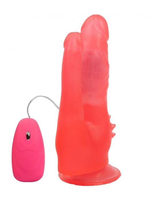 Розовый анально-вагинальный вибромассажёр на присоске - 17 см. - LOVETOY (А-Полимер)