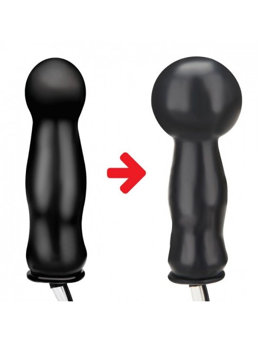 Черная надувная анальная пробка с вибрацией - 10 см. - Lux Fetish