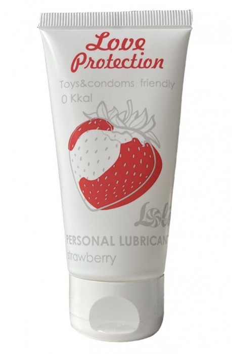 Лубрикант на водной основе с ароматом малины Love Protection Strawberry - 50 мл. - Lola Games - купить с доставкой в Новочебоксарске