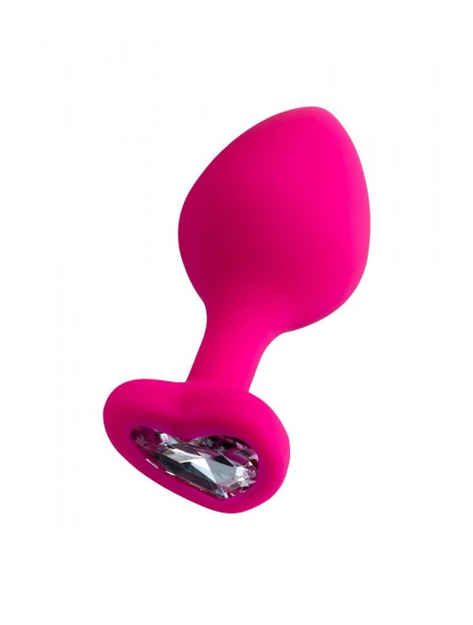 Розовая анальная втулка Diamond Heart с прозрачным кристаллом - 8 см. - ToyFa - купить с доставкой в Новочебоксарске