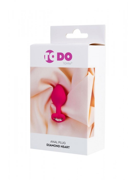 Розовая анальная втулка Diamond Heart с прозрачным кристаллом - 8 см. - ToyFa - купить с доставкой в Новочебоксарске