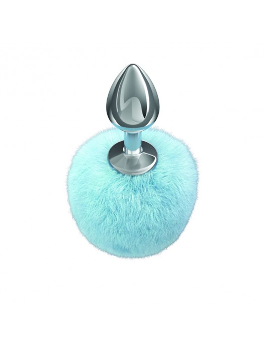 Серебристая анальная пробка с голубым пушистым хвостиком Twinkle - Lola Games - купить с доставкой в Новочебоксарске