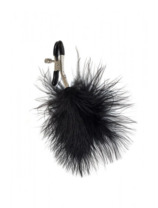 Зажимы на соски с черным пухом Euphoric - Lola Games - купить с доставкой в Новочебоксарске