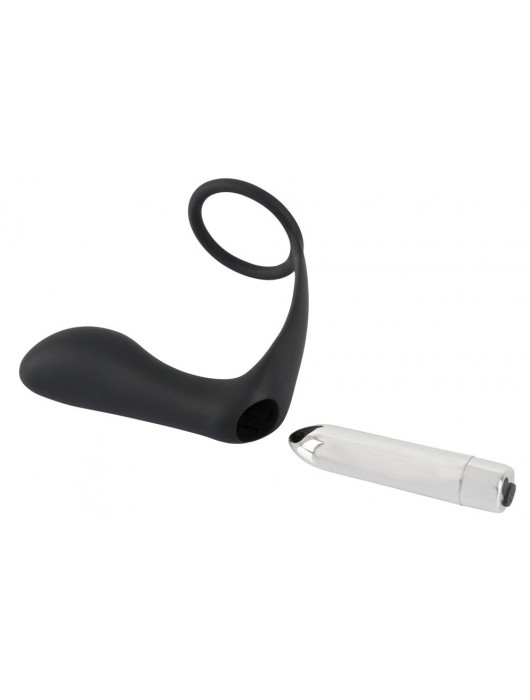 Черное эрекционное кольцо с анальной вибропробкой Vibrating Ring   Plug - Orion - в Новочебоксарске купить с доставкой