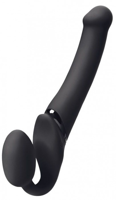 Черный безремневой вибрострапон Silicone Bendable Strap-On M - Strap-on-me - купить с доставкой в Новочебоксарске