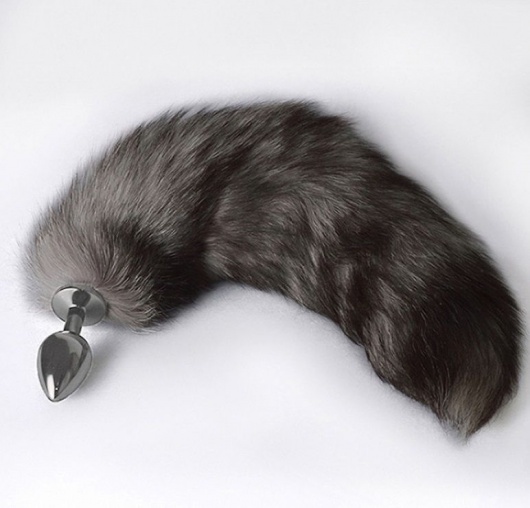 Серебристая коническая анальная пробка с пушистым хвостиком - Sitabella - купить с доставкой в Новочебоксарске