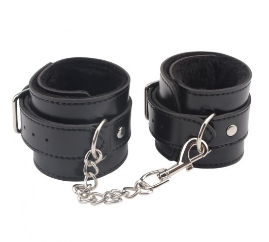 Черные оковы на ноги Obey Me Leather Ankle Cuffs - Chisa - купить с доставкой в Новочебоксарске