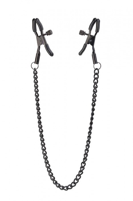 Черные зажимы на соски на цепочке BLAZE DELUXE NIPPLE CLAMPS - Dream Toys - купить с доставкой в Новочебоксарске