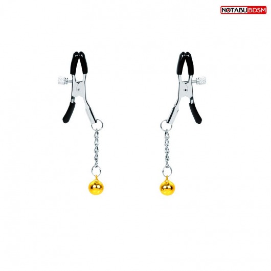 Оригинальные зажимы на соски с желтыми шариками - Notabu - купить с доставкой в Новочебоксарске