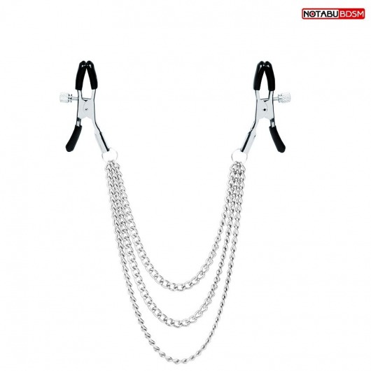 Оригинальные зажимы на соски с тройной цепочкой - Notabu - купить с доставкой в Новочебоксарске