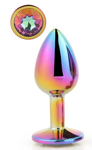 Голографическая анальная втулка с радужным кристаллом - 7,1 см. - Dream Toys - купить с доставкой в Новочебоксарске