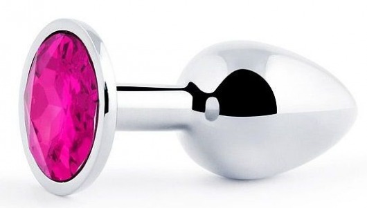 Серебристая анальная пробка с малиновым кристаллом - 7,2 см. - Anal Jewelry Plug - купить с доставкой в Новочебоксарске